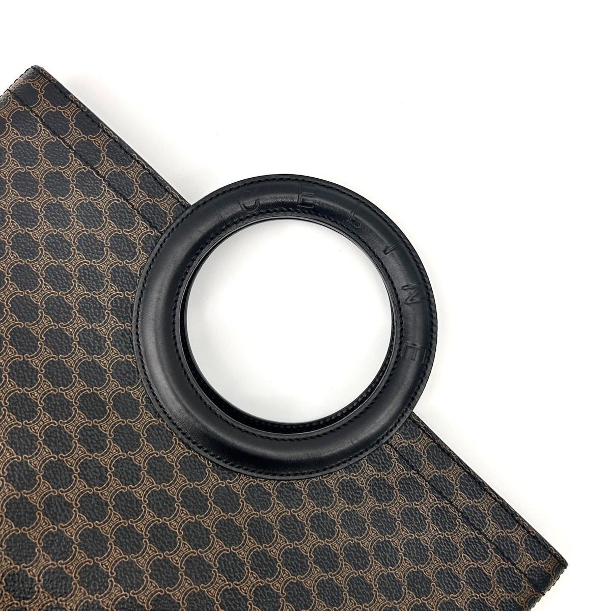 Celine Macadam Pattern Handbag Leather Dark Brown — view 9