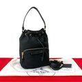 Prada Duet Logo Canvas Leather Drawstring 2-Way Handbag