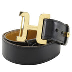 Hermes H Belt Vintage Calf and Gold Plated Black 00 g