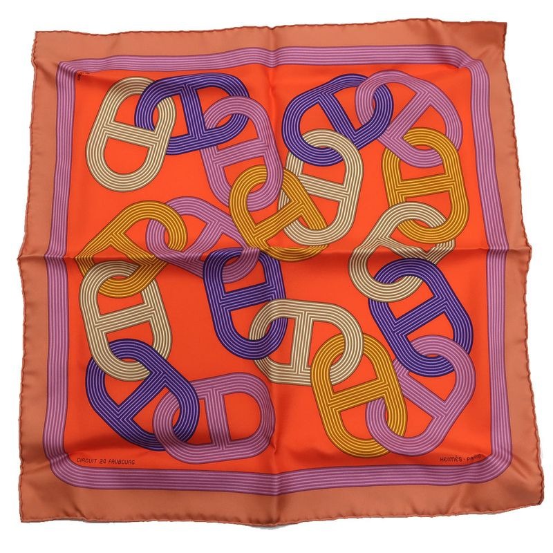 Hermes Gavroche 45 no 24 Circuit Scarf Chaine D'ancre Mauve Bois De