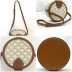 Celine Shoulder Bag Tambour White Brown Triomphe — view 3
