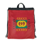 Gucci Backpack Daypack Print Drawstring Ring Hibisca Scuffed Leather