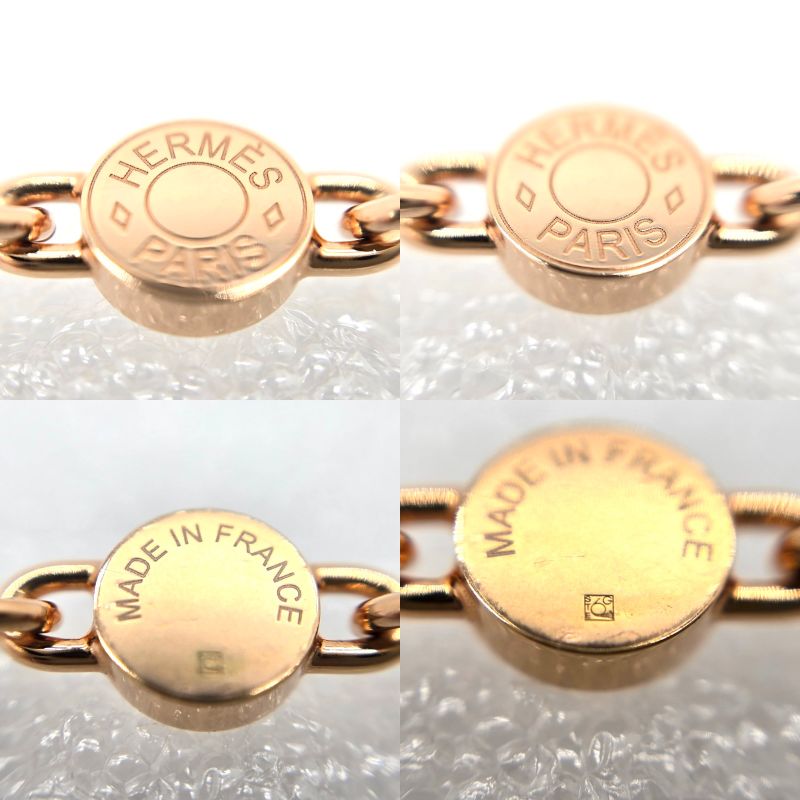 Hermes Charnieres PM Necklace Swift Leather Gold Color Metal Neck Circumference — view 9