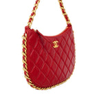 Chanel Shoulder Bag Hobo Lambskin Red Gold — view 2