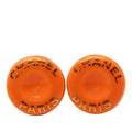Chanel Logo Round Earrings Gold Orange Plated