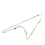 Chanel CC Logo Star Long Necklace Silver Metal Faux Pearl