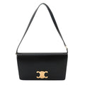 Celine Triomphe Trapeze 2-Way Shoulder Clutch Leather Black