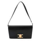 Celine Triomphe Trapeze 2-Way Shoulder Clutch Leather Black