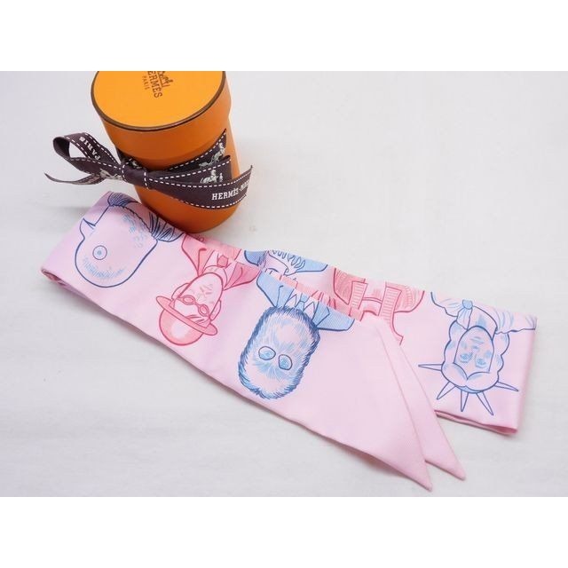 Hermes Twilly Scarf Dress CODE Rose Pale S 100%