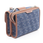 Fendi Shoulder Bag Double Baguette Zucca Denim Blue Canvas — view 2
