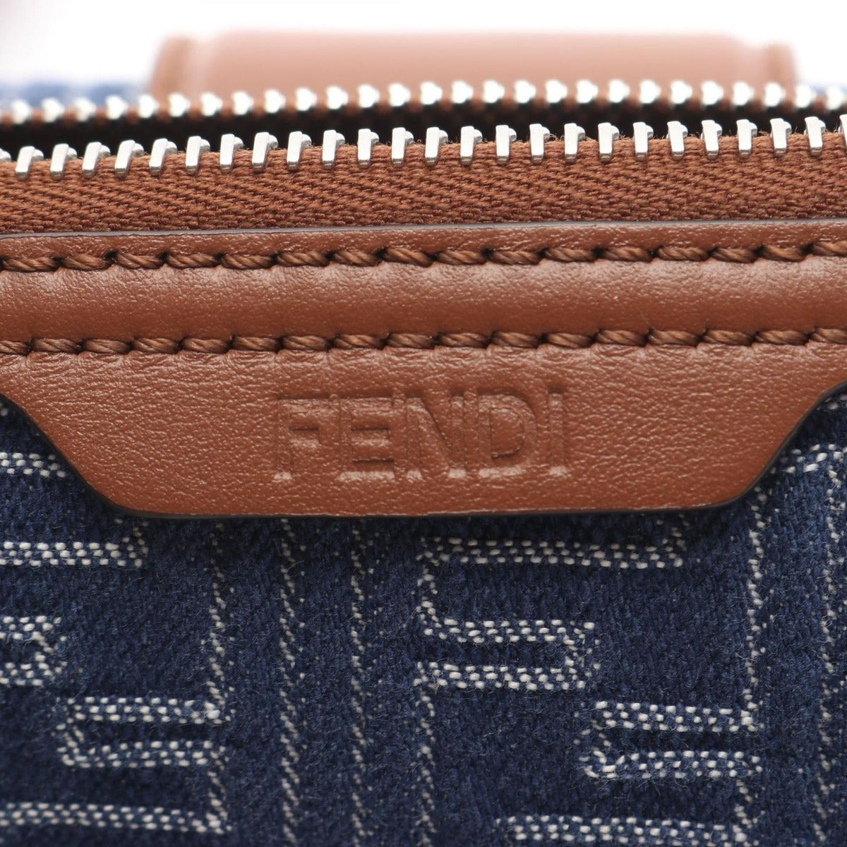 Fendi Shoulder Bag Double Baguette Zucca Denim Blue Canvas — view 5