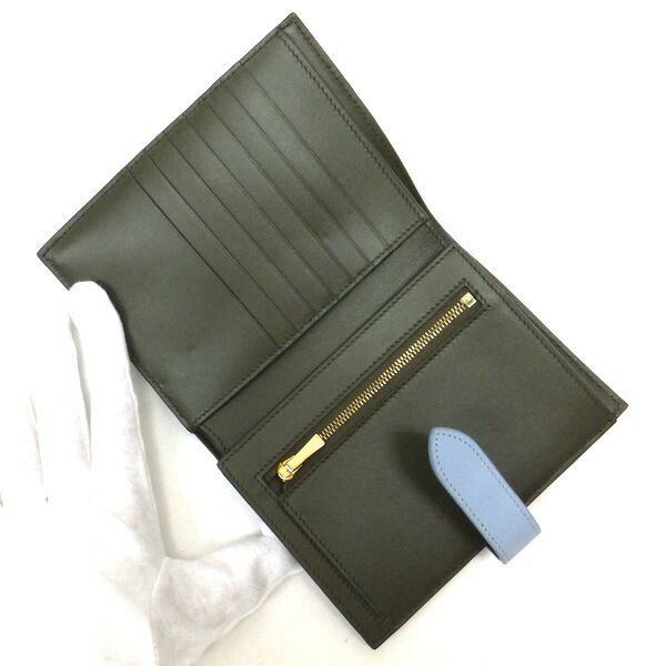 Celine Strap Wallet Grain Calfskin Green Light Blue Bicolor — view 3