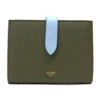 Celine Strap Wallet Grain Calfskin Green Light Blue Bicolor