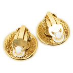 Chanel CC Logo Round Clip Type Earrings Gold Plated — view 2