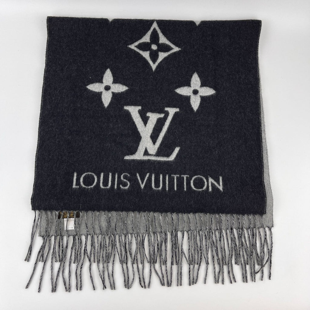 Louis Vuitton Scarf Reykjavik Cashmere Black Gray Vintage — view 2