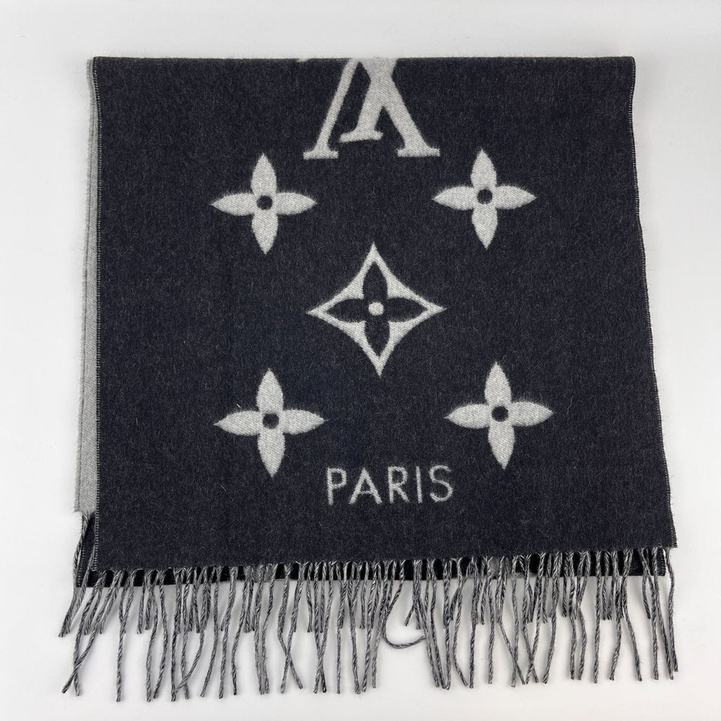 Louis Vuitton Scarf Reykjavik Cashmere Black Gray Vintage — view 4