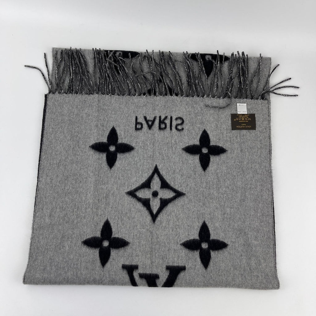 Louis Vuitton Scarf Reykjavik Cashmere Black Gray Vintage — view 5
