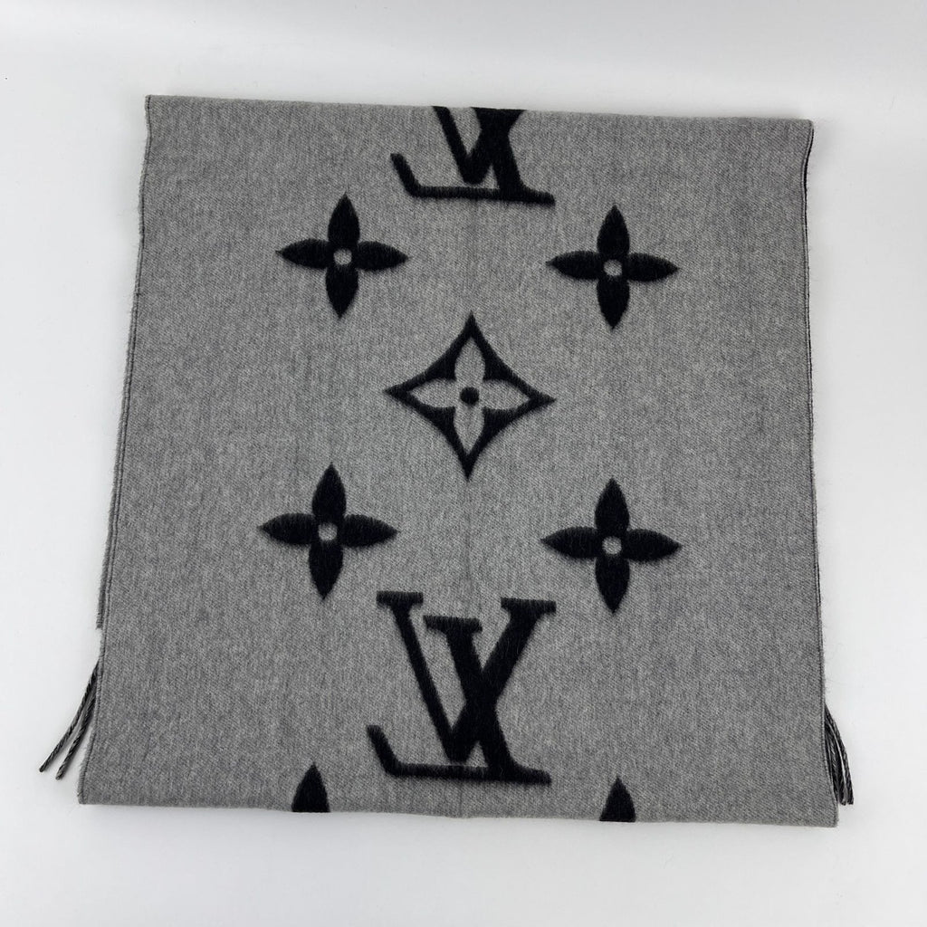 Louis Vuitton Scarf Reykjavik Cashmere Black Gray Vintage — view 7