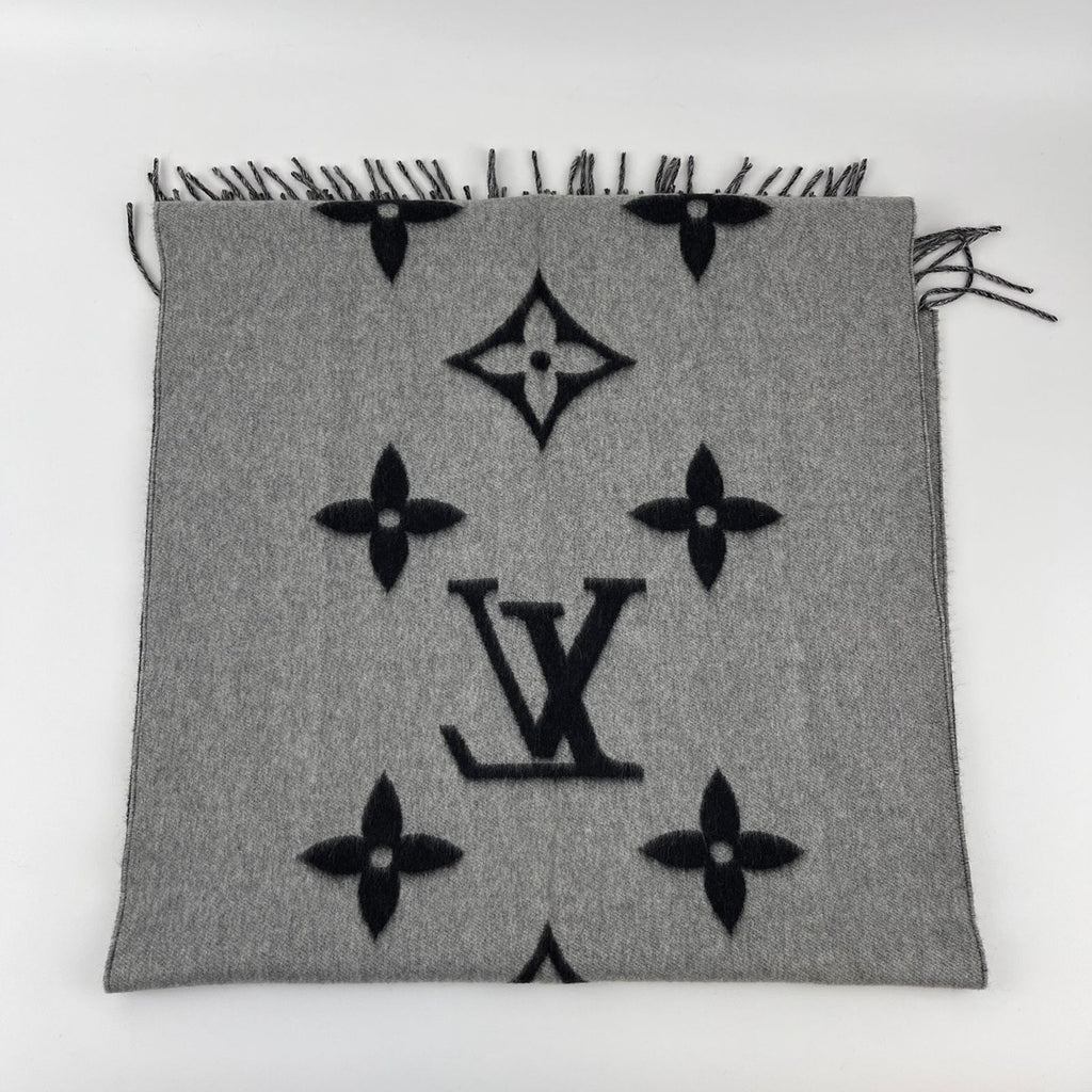 Louis Vuitton Scarf Reykjavik Cashmere Black Gray Vintage — view 8