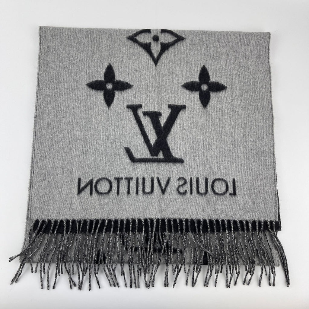 Louis Vuitton Scarf Reykjavik Cashmere Black Gray Vintage — view 9