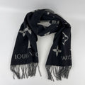 Louis Vuitton Scarf Reykjavik Cashmere Black Gray Vintage