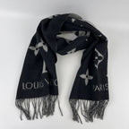 Louis Vuitton Scarf Reykjavik Cashmere Black Gray Vintage