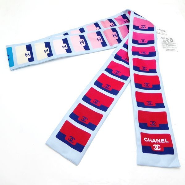Chanel Headband Twilly Coco Mark 100% Silk Scarf With Tag