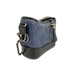 Chanel Shoulder Bag Gabrielle Calf Navy Black Gold Silver — view 2