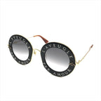 Gucci L'aveugle Paramor Round Frame Sunglasses Eyewear Gold Black — view 2