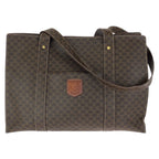 Celine Macadam Dark Brown Gold 2 Tote Shoulder Bag