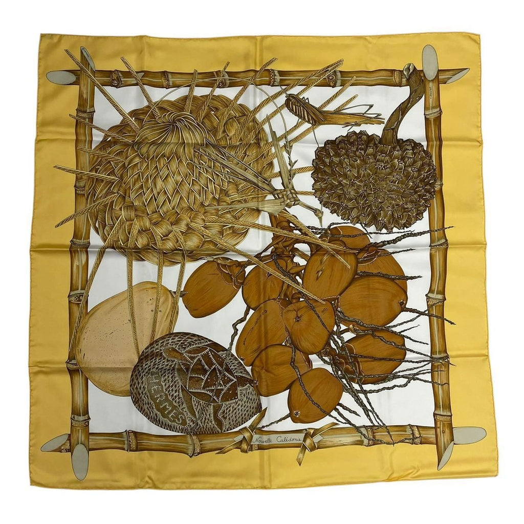 Hermes Carre 90 Jardin Creole Cles Or's Paradise Silk Scarf Yellow — view 2