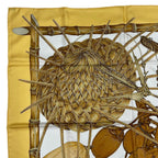 Hermes Carre 90 Jardin Creole Cles Or's Paradise Silk Scarf Yellow — view 3