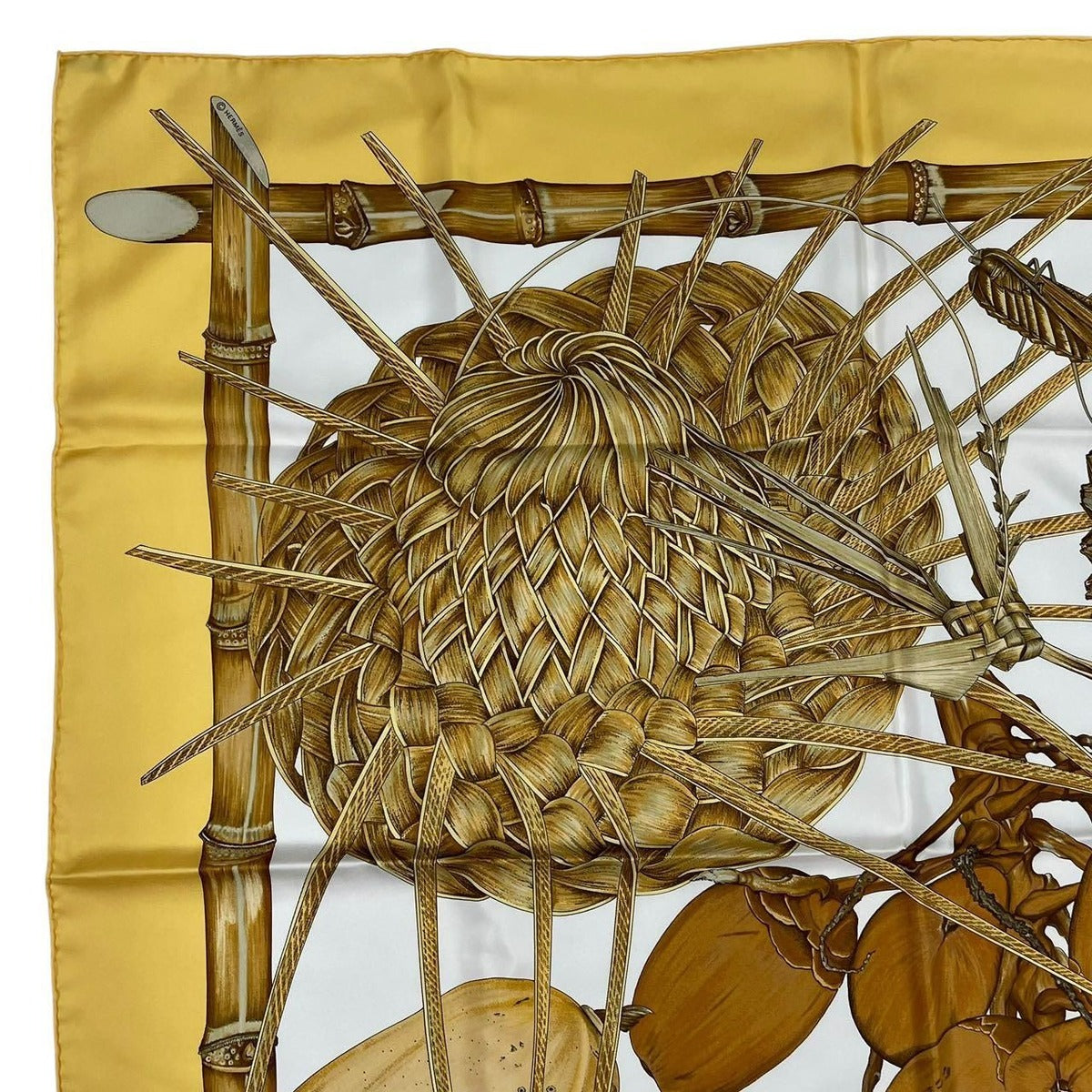 Hermes Carre 90 Jardin Creole Cles Or's Paradise Silk Scarf Yellow — view 3