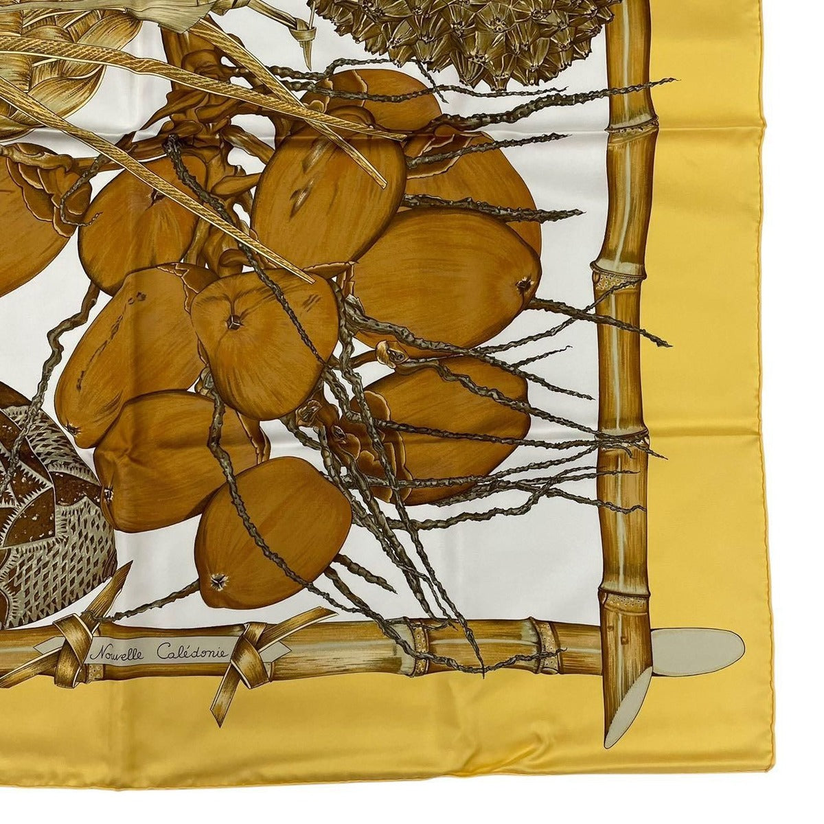 Hermes Carre 90 Jardin Creole Cles Or's Paradise Silk Scarf Yellow — view 5