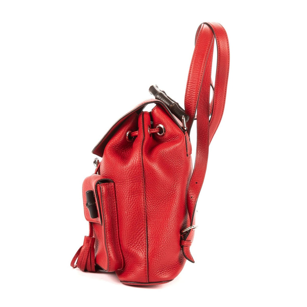 Gucci Bamboo Backpack Tassel Red Grain Leather — view 3