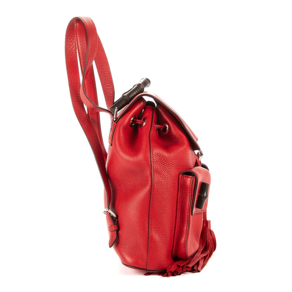 Gucci Bamboo Backpack Tassel Red Grain Leather — view 4