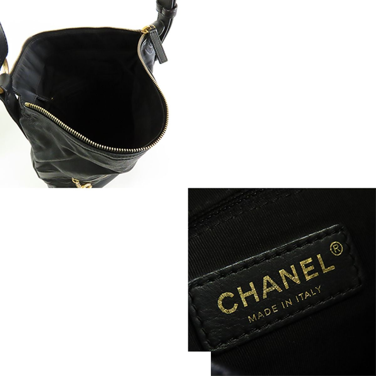 Chanel Coco Charm Black Gold Caviar Leather Quilted Stitch Shoulder Bag — view 5