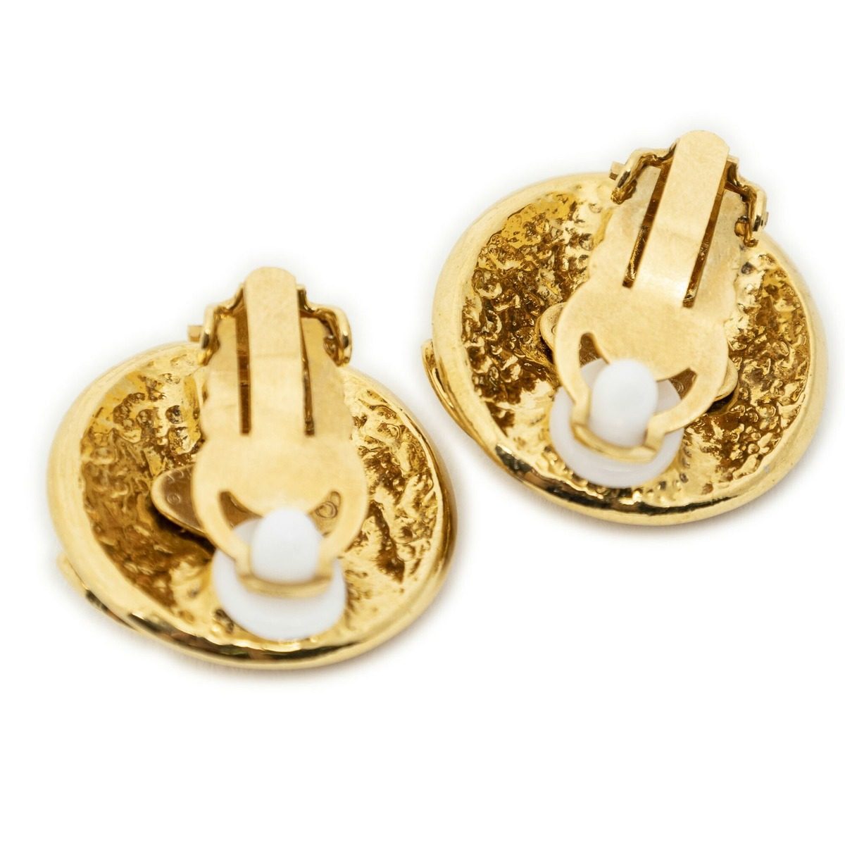 Chanel CC Logo Round Clip Type Earrings Gold Plated — view 2