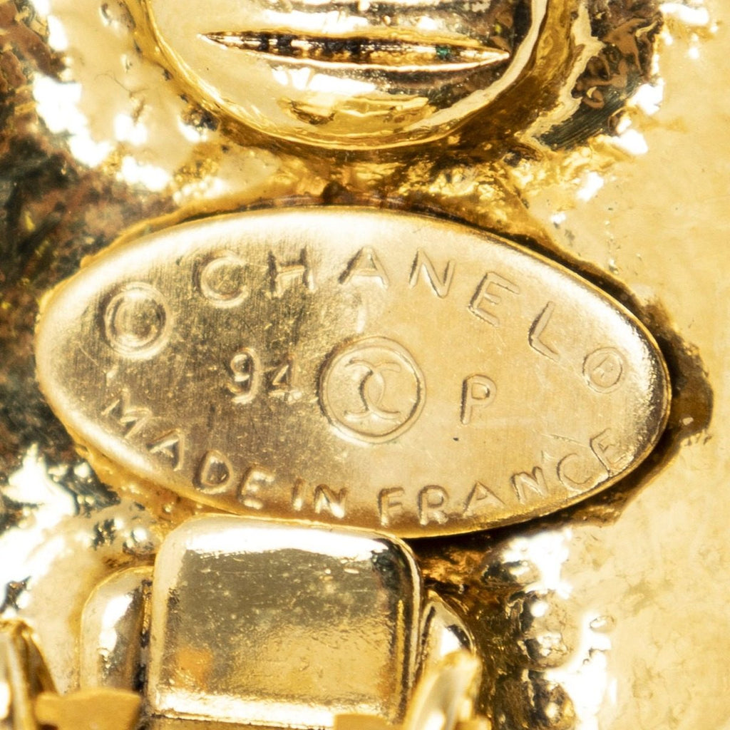 Chanel CC Logo Round Clip Type Earrings Gold Plated — view 3