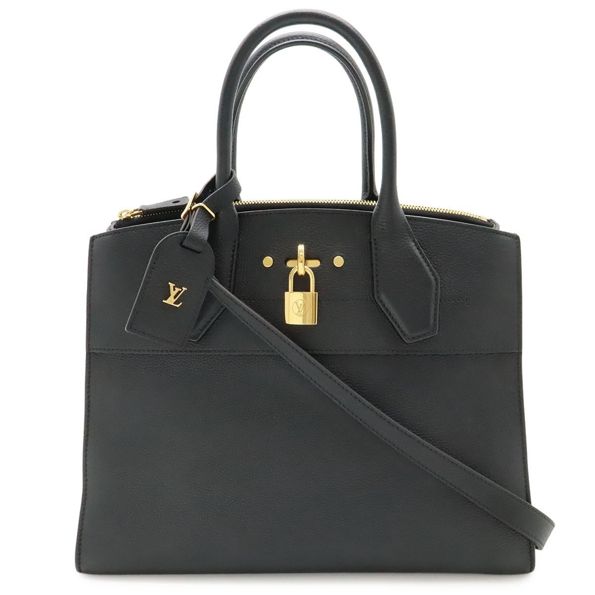 Louis Vuitton City Steamer Mm 2-Way Shoulder Bag Taurillon Leather Noir Black