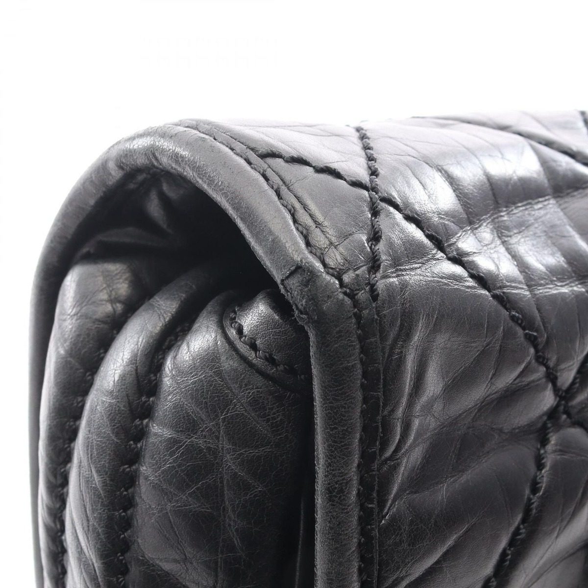 Chanel Shoulder Bag Wild Stitch Black Calf — view 6