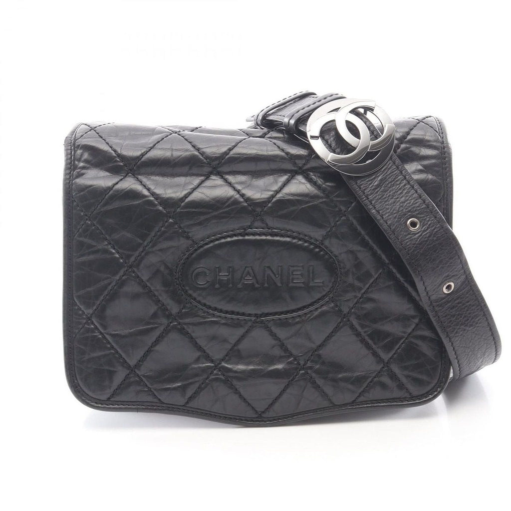 Chanel Shoulder Bag Wild Stitch Black Calf