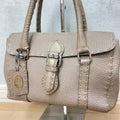 Fendi Selleria Linda Leather Handbag Beige Gray