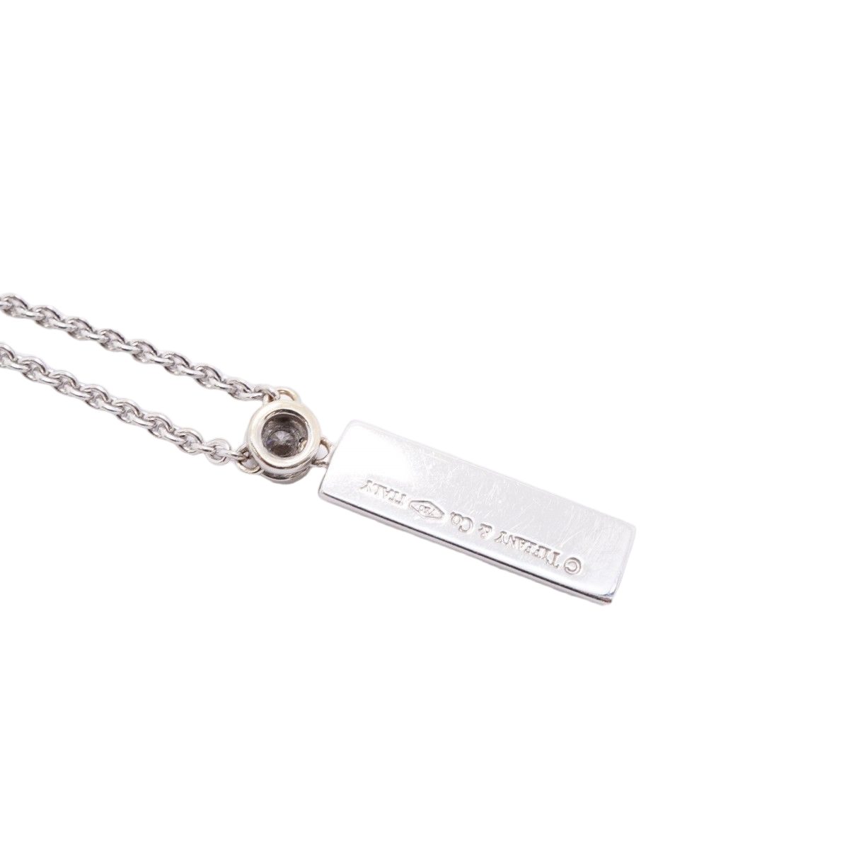 Tiffany & Co Necklace Bar Drop 18k White Gold Diamond — view 2