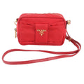Prada Tessuto Nylon Ribbon Motif Mini 2-Way Shoulder Bag Crossbody Leather