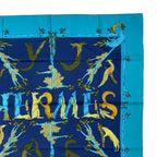 Hermes Carre 90 Scarf 100% Silk Animal Alphabet Blue — view 3