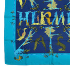 Hermes Carre 90 Scarf 100% Silk Animal Alphabet Blue — view 4