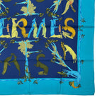 Hermes Carre 90 Scarf 100% Silk Animal Alphabet Blue — view 5