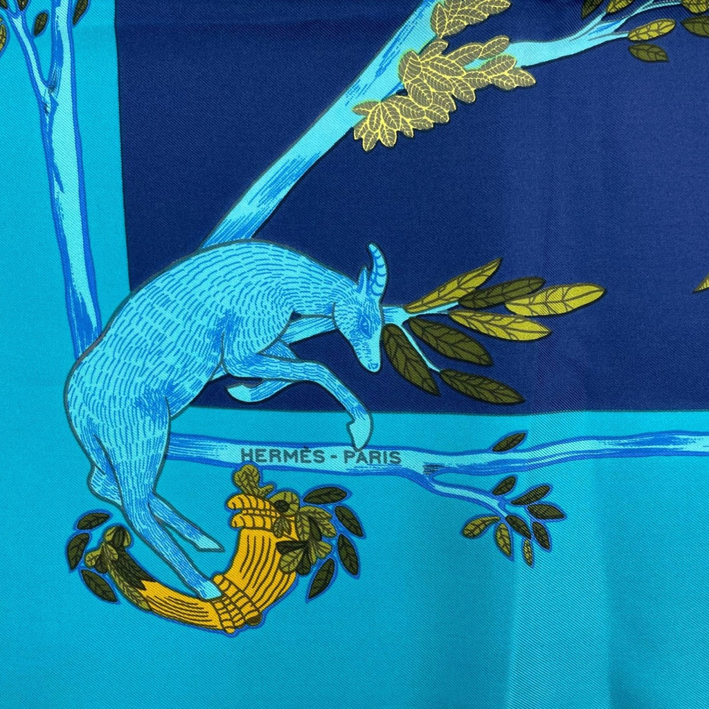 Hermes Carre 90 Scarf 100% Silk Animal Alphabet Blue — view 6