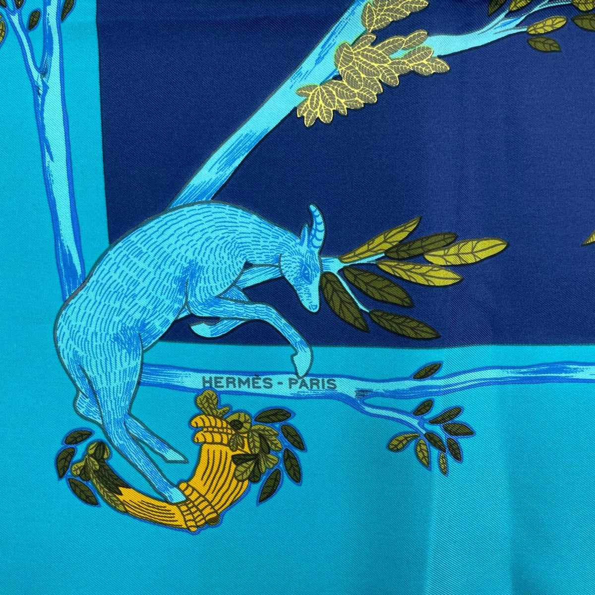 Hermes Carre 90 Scarf 100% Silk Animal Alphabet Blue — view 6